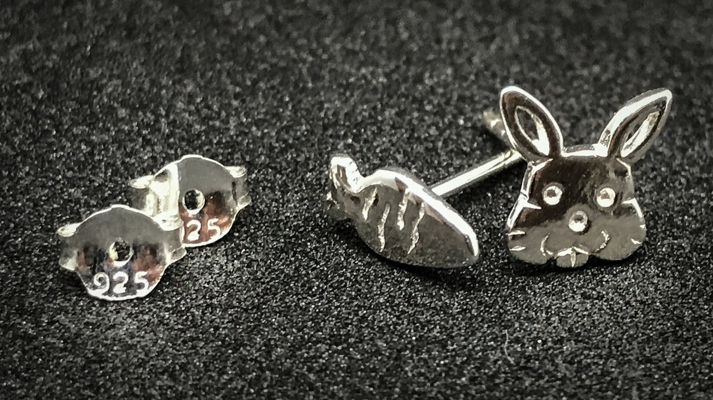 Rabbit and Carrot earrings Sterling Silver 925 - TSE001