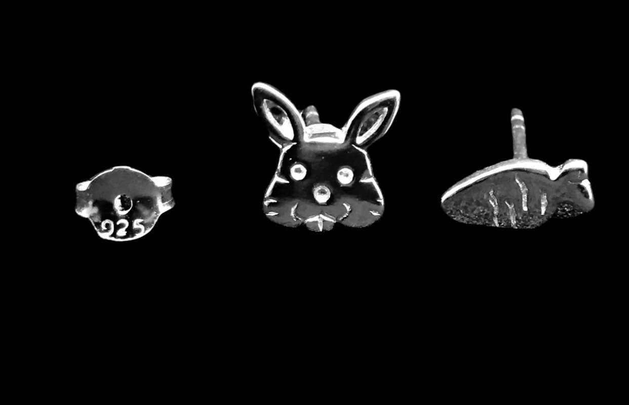 Rabbit and Carrot earrings Sterling Silver 925 - TSE001