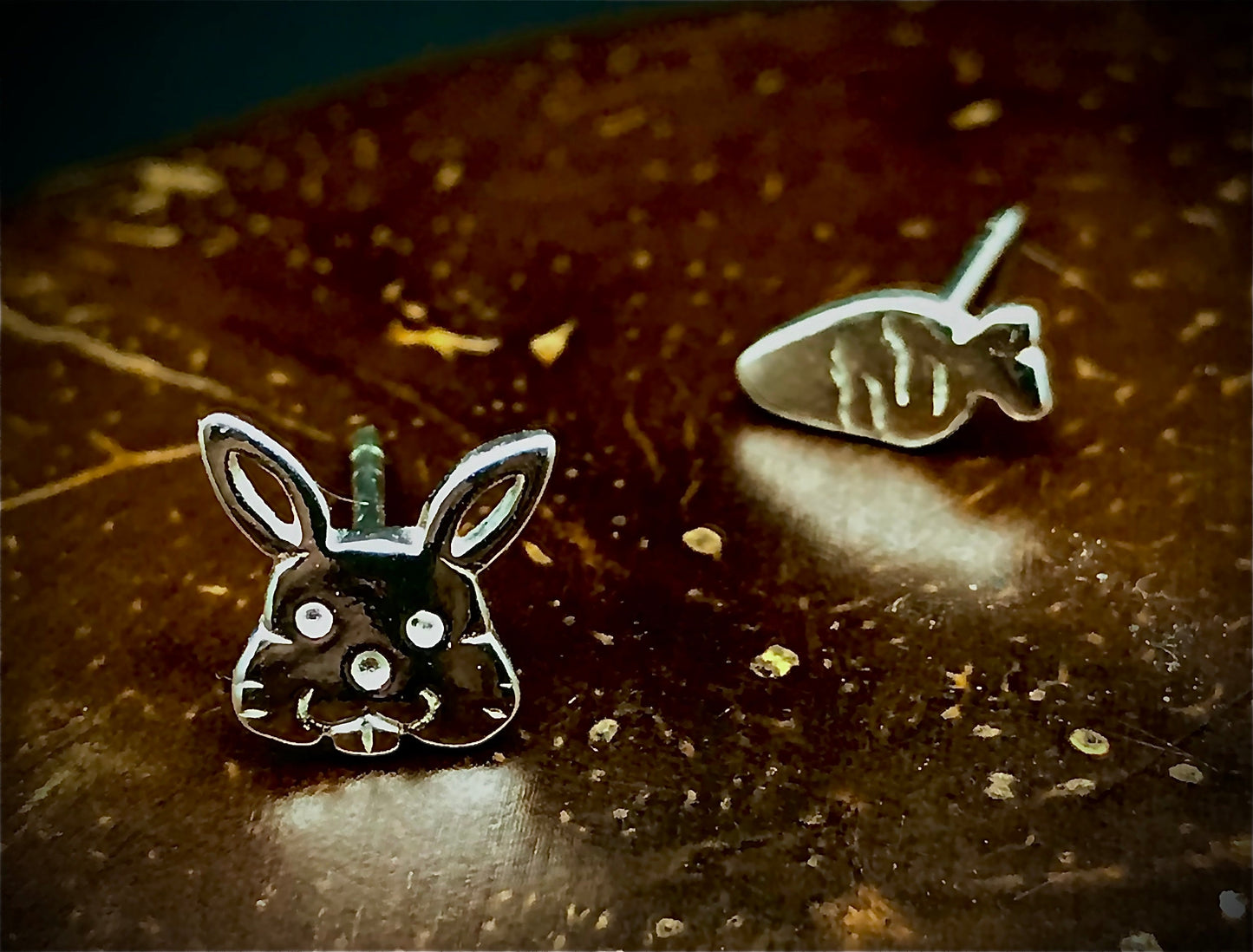 Rabbit and Carrot earrings Sterling Silver 925 - TSE001
