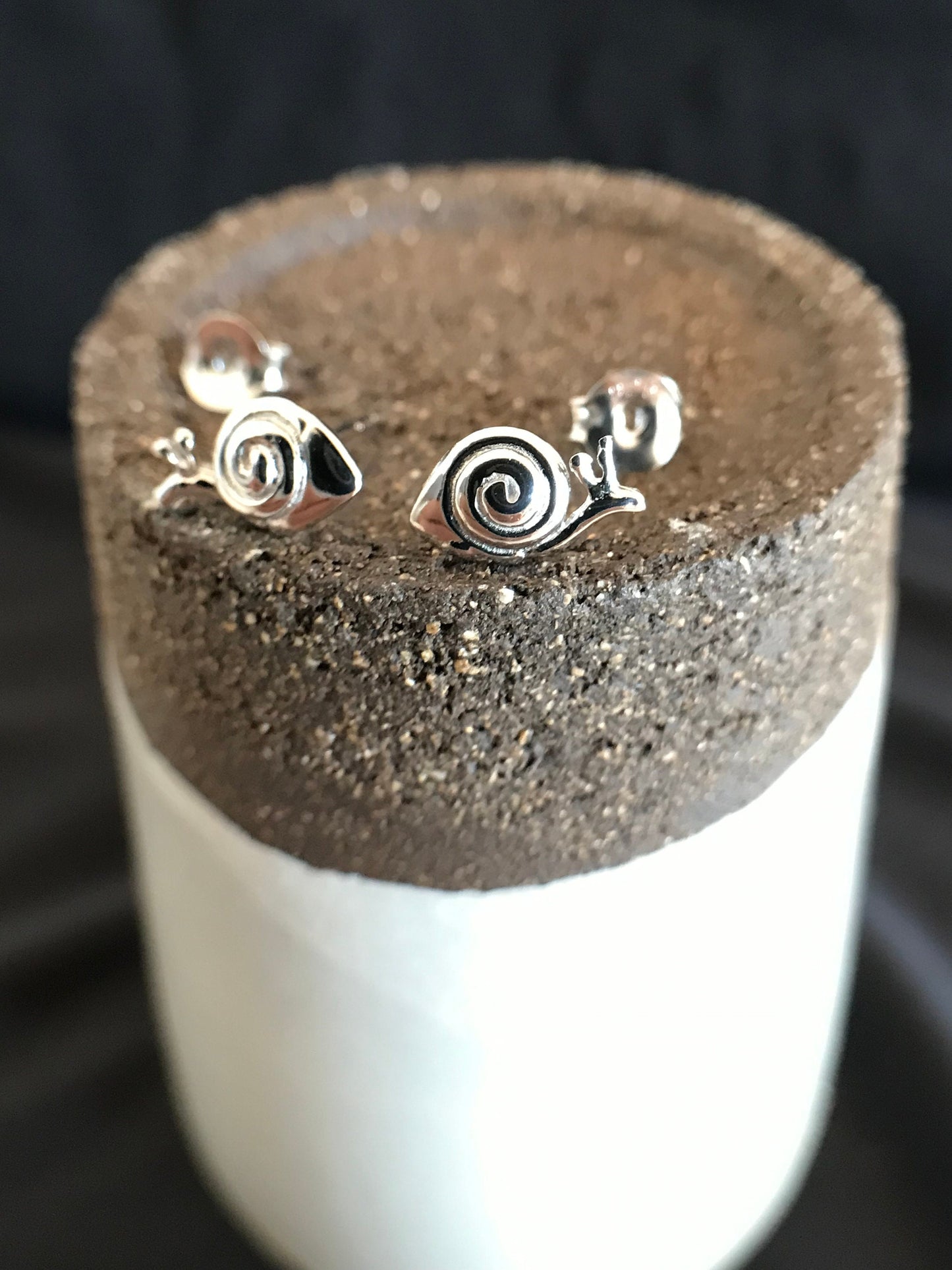 Rhodium plated snail earrings Sterling Silver 925 - TSE020