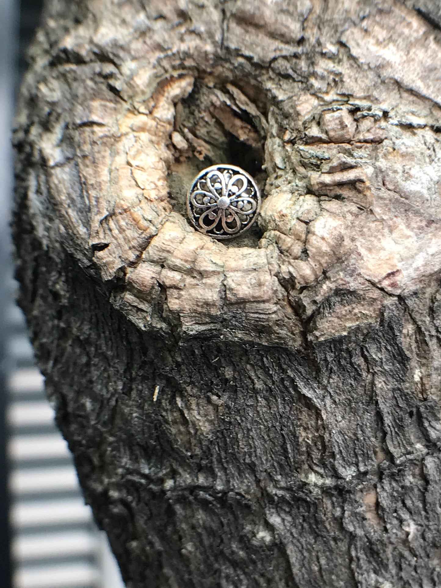 Circular floral Sterling Silver 925 earrings - TSE011