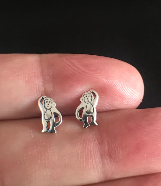 Standing monkey earrings Sterling Silver 925 - TSE038