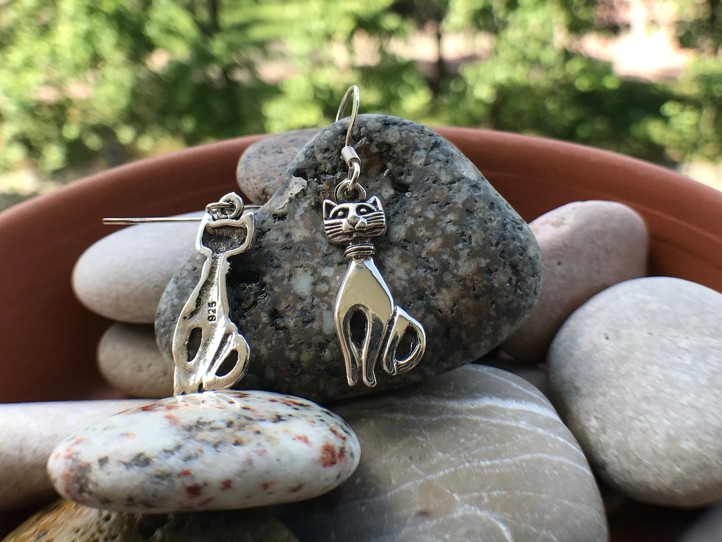 Zen cats hook earrings Sterling 925 Silver - TSE017