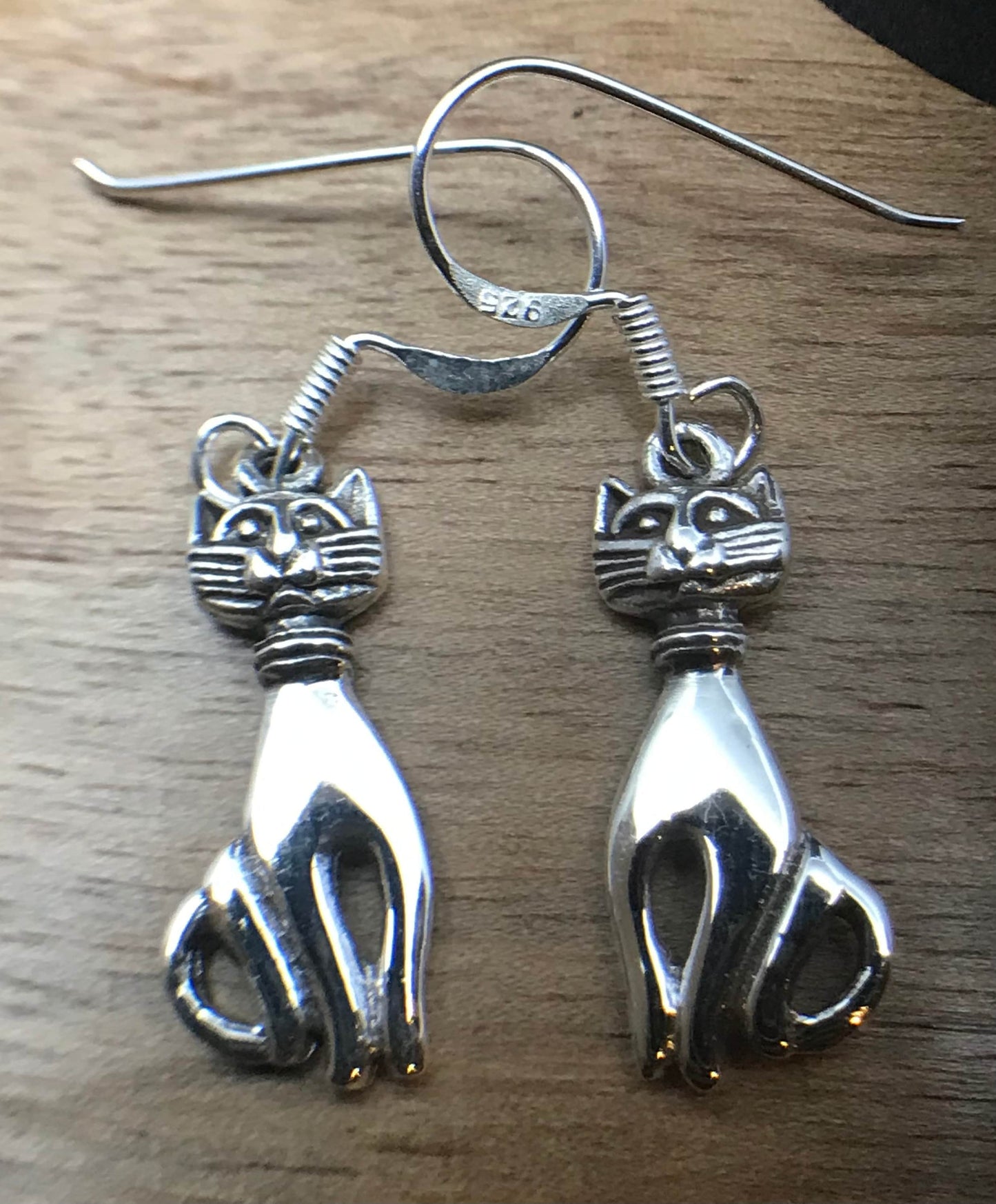 Zen cats hook earrings Sterling 925 Silver - TSE017