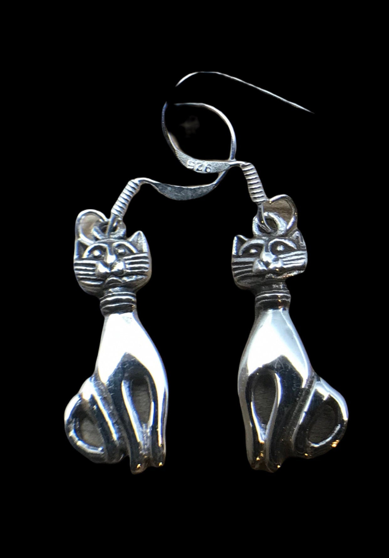 Zen cats hook earrings Sterling 925 Silver - TSE017