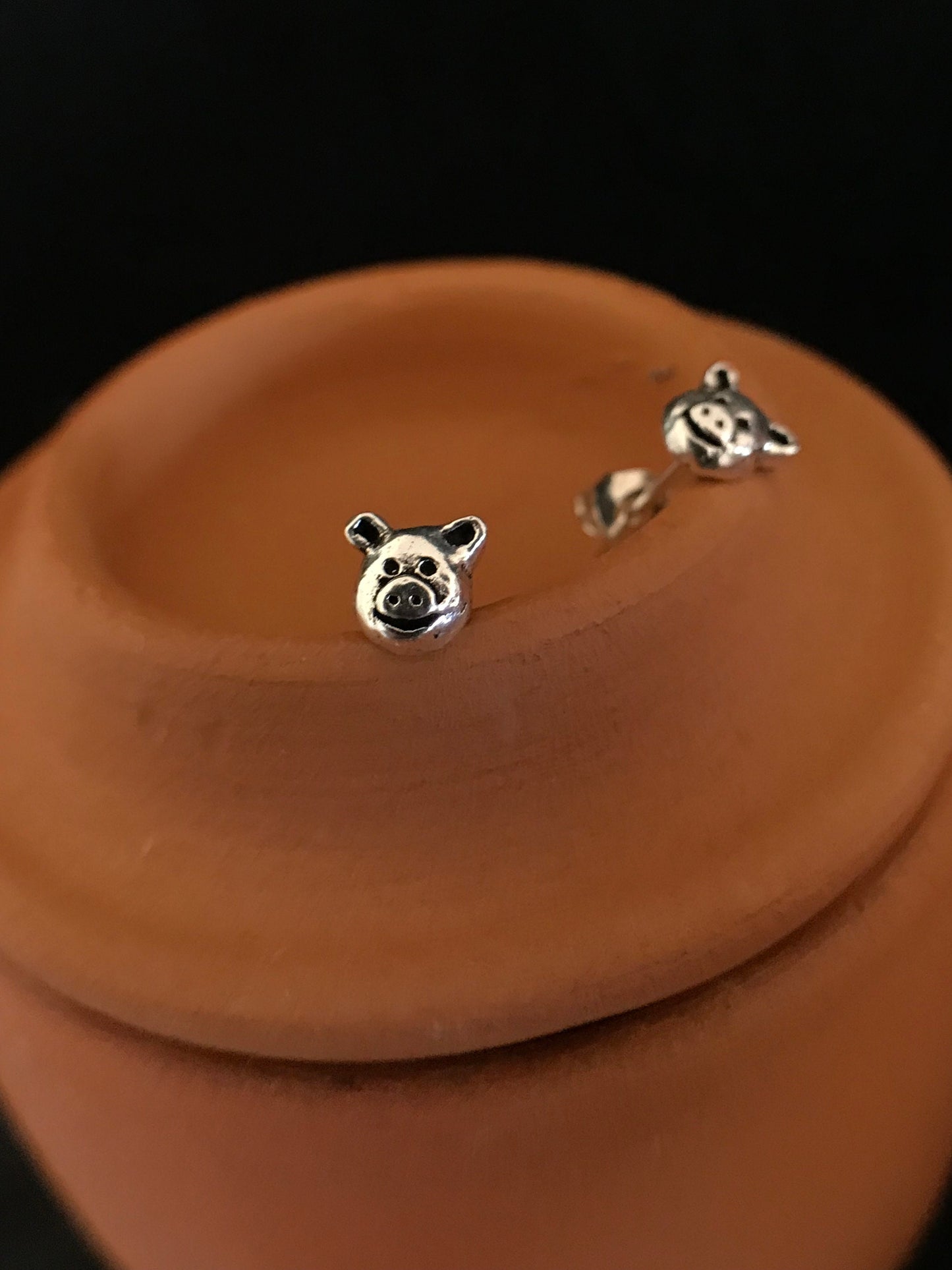 Smiley pig earrings Sterling Silver 925 - TSE023