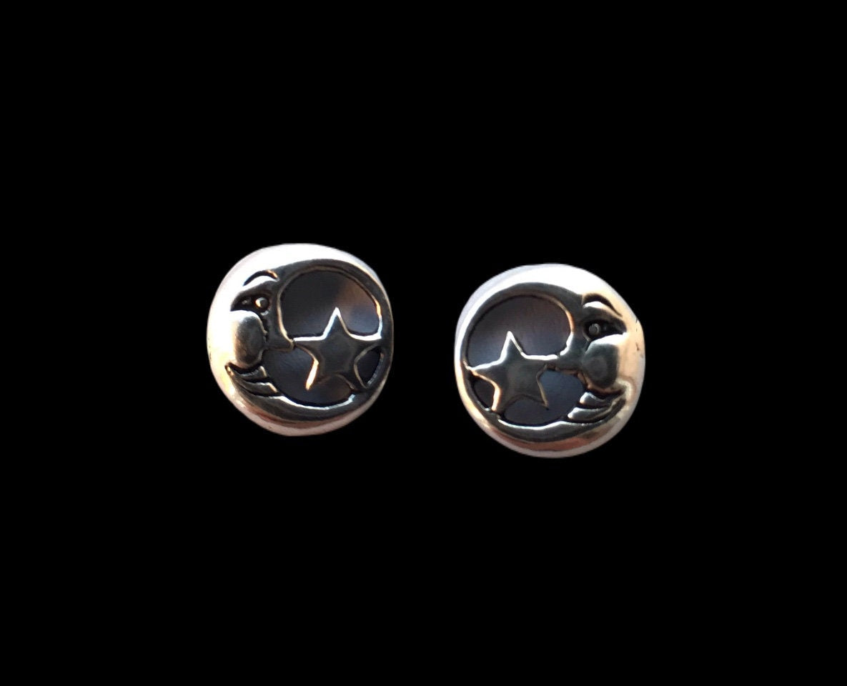 Moon and Star earrings Sterling Silver 925 - TSE024