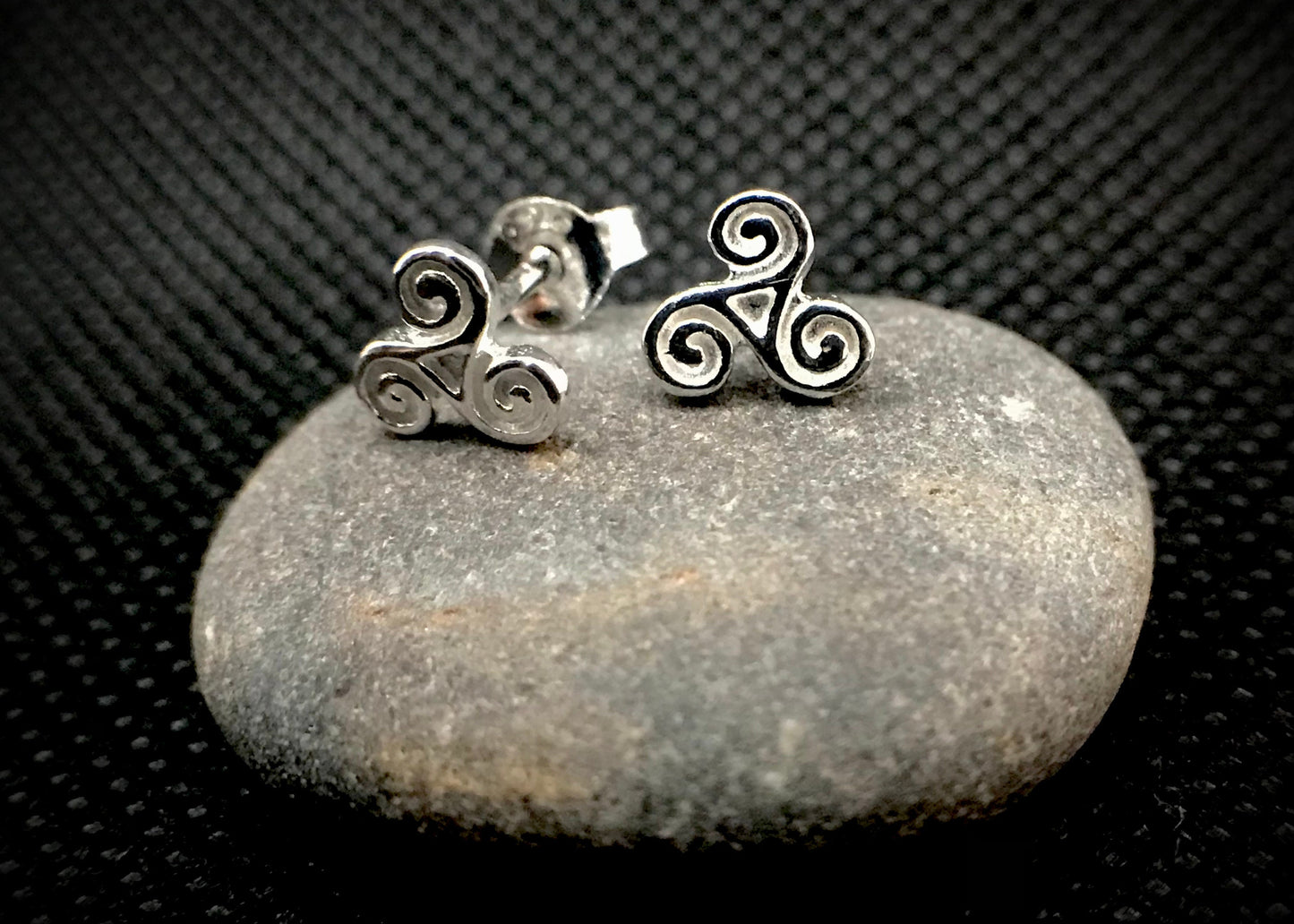 Rhodium plated triskelion earrings Sterling Silver 925 - TSE034