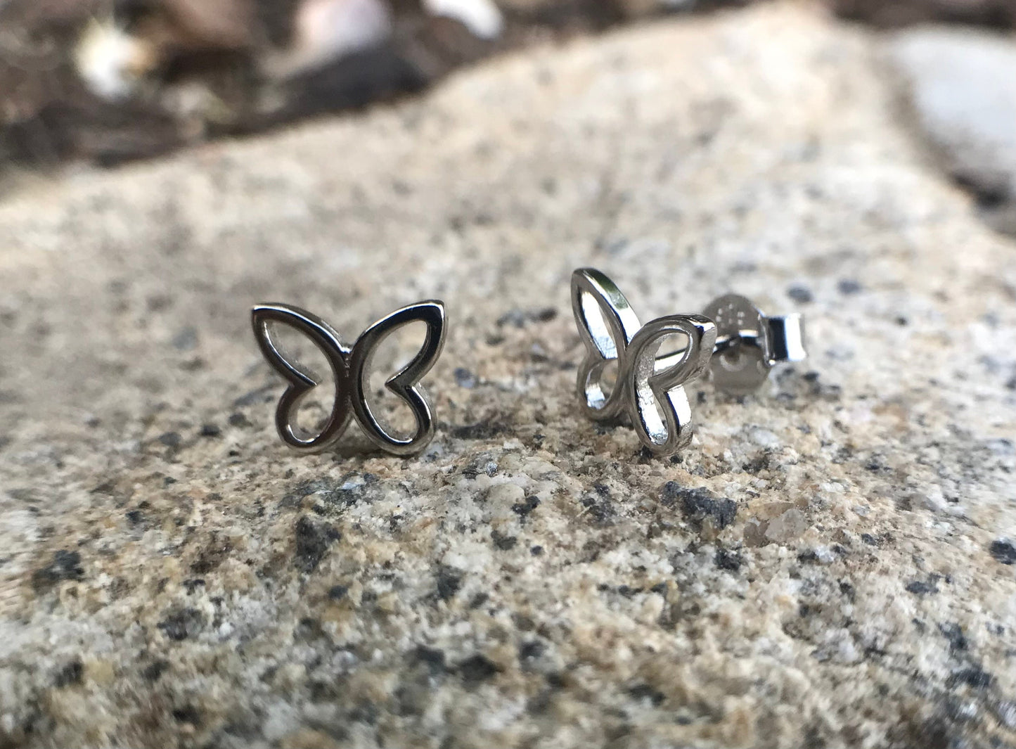 Simple butterfly earrings Sterling Silver 925 - TSE054