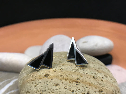 Silver and onyx mountain earrings Sterling Silver 925 - TSE052