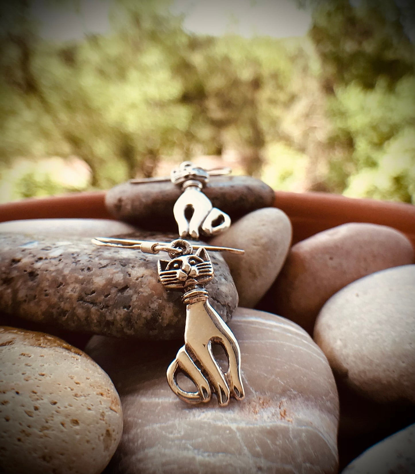 Zen cats hook earrings Sterling 925 Silver - TSE017