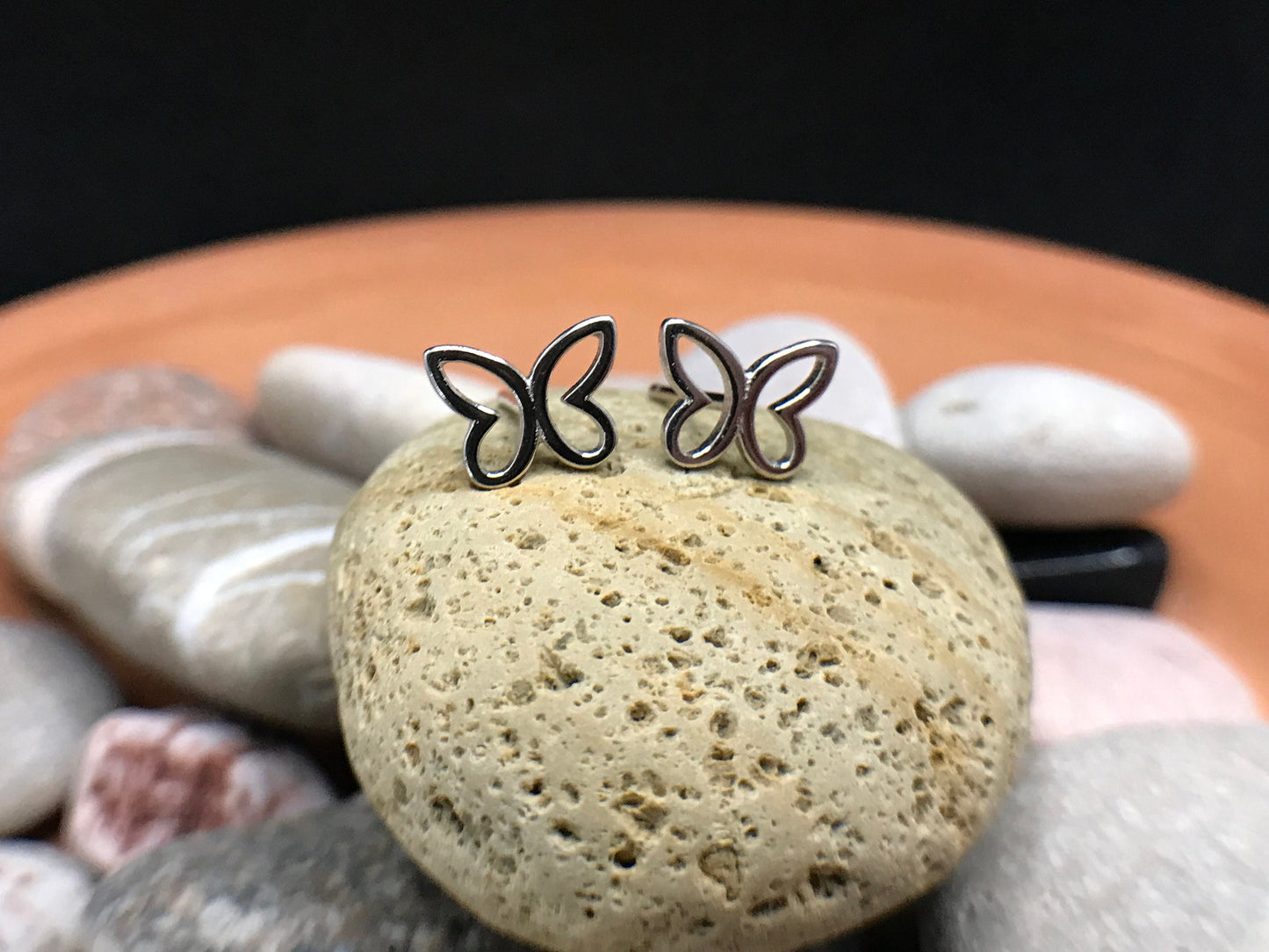 Simple butterfly earrings Sterling Silver 925 - TSE054
