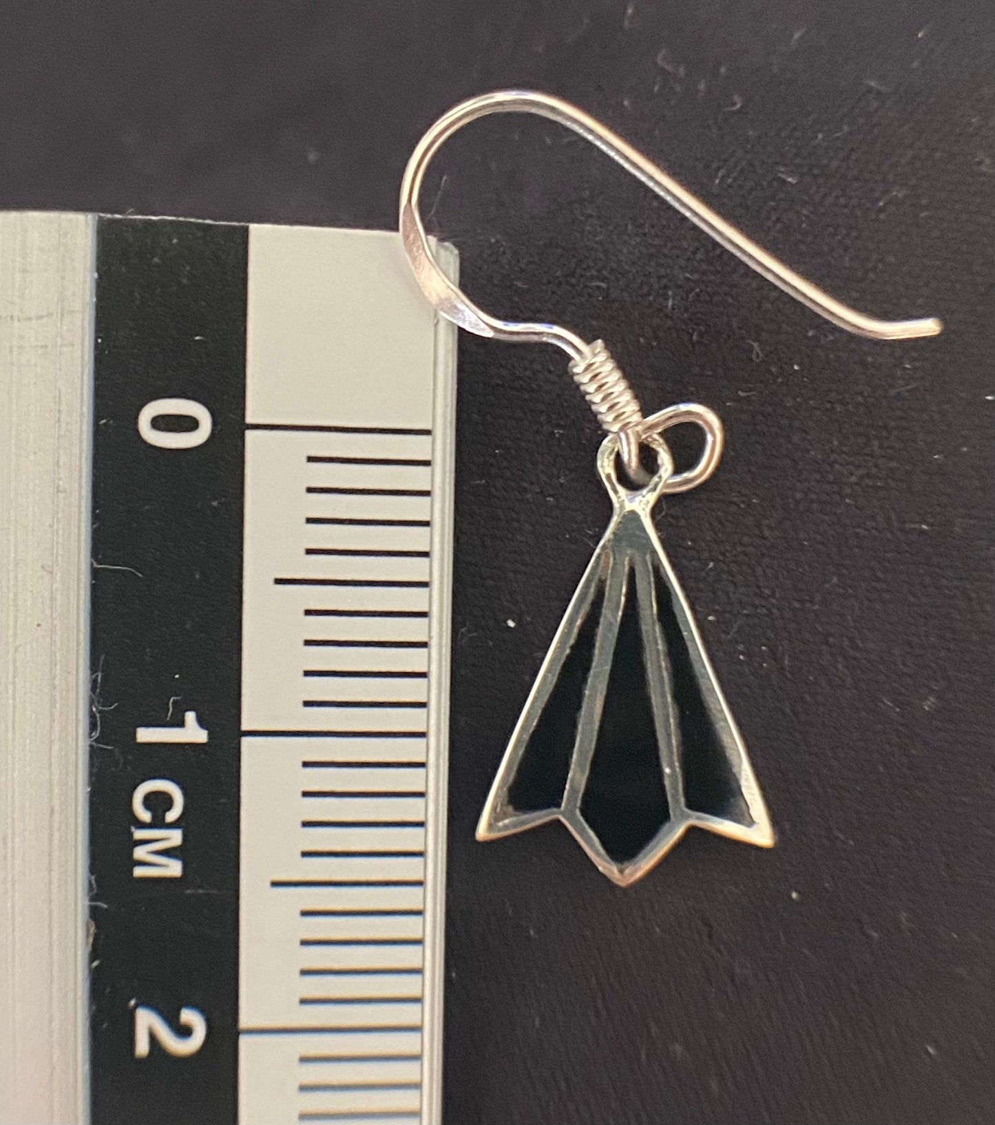 Onyx bellflower wire earrings Sterling Silver 925 - TSE066
