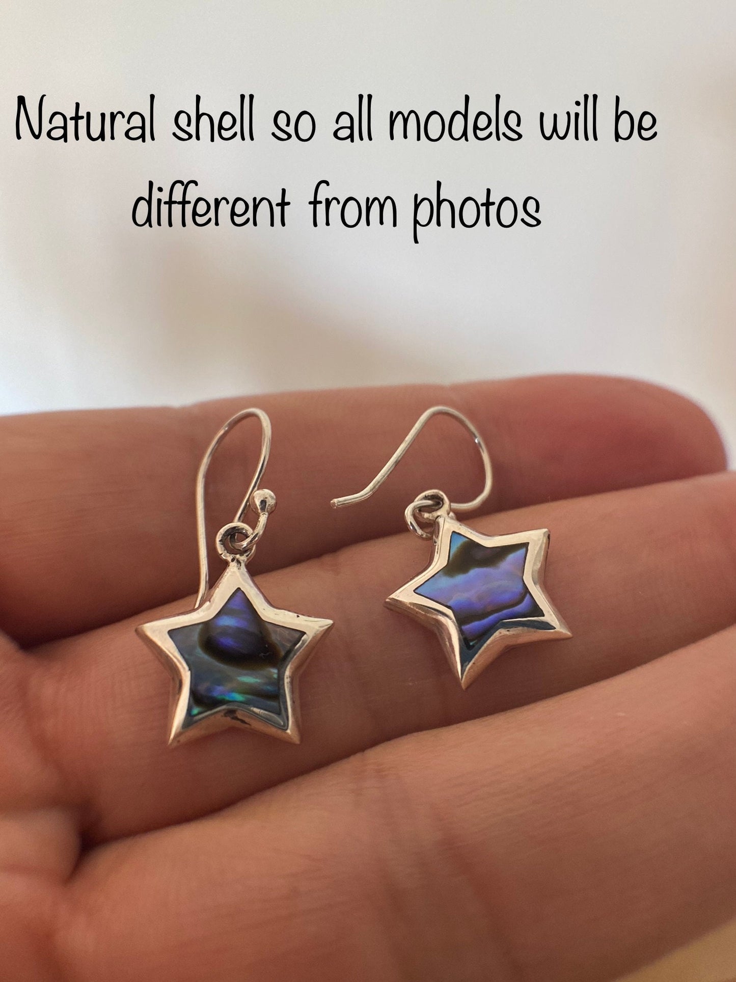 Abalone star wire earrings Sterling Silver 925 - TSE064
