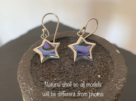 Abalone star wire earrings Sterling Silver 925 - TSE064