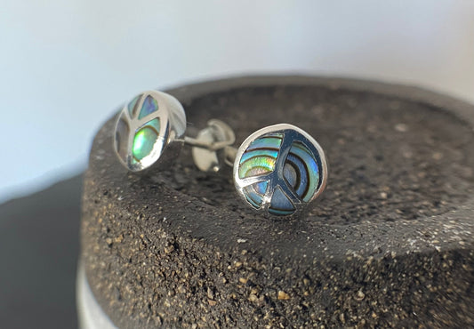 Abalone peace sign earrings Sterling Silver 925 - TSE059