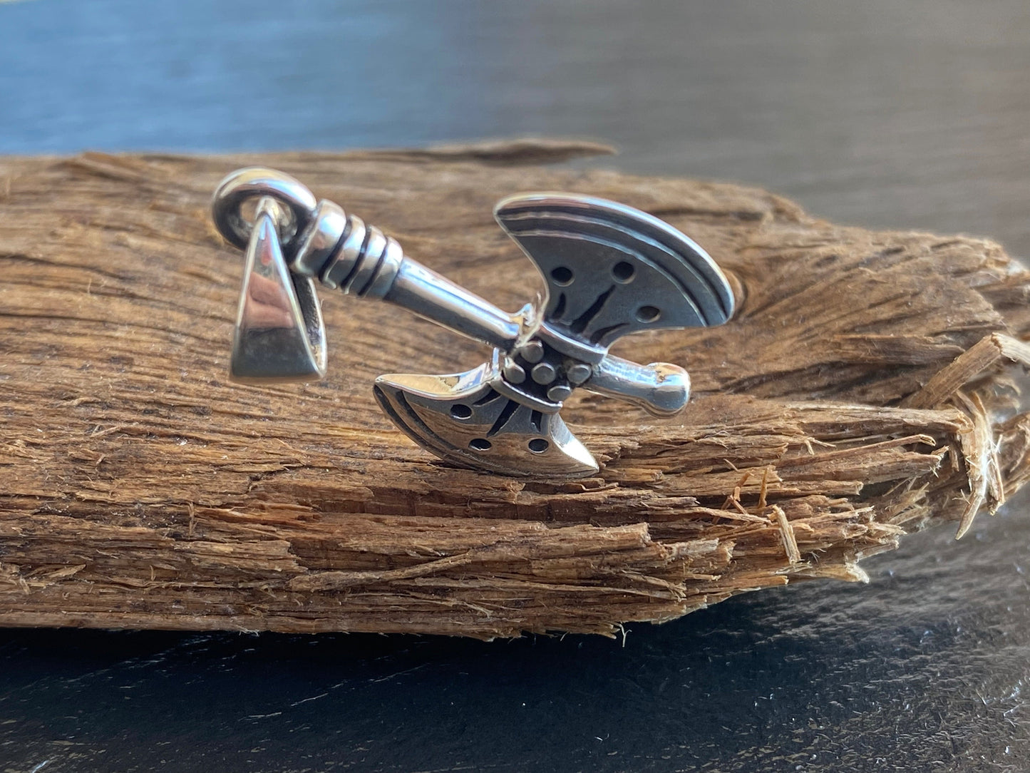 Small double-sided axe pendant Sterling Silver 925 - TSE084