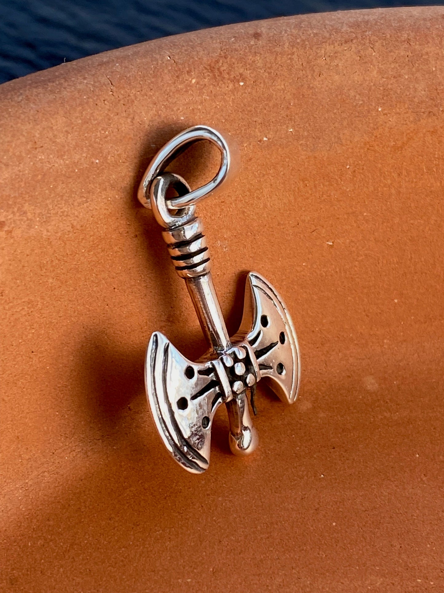 Small double-sided axe pendant Sterling Silver 925 - TSE084