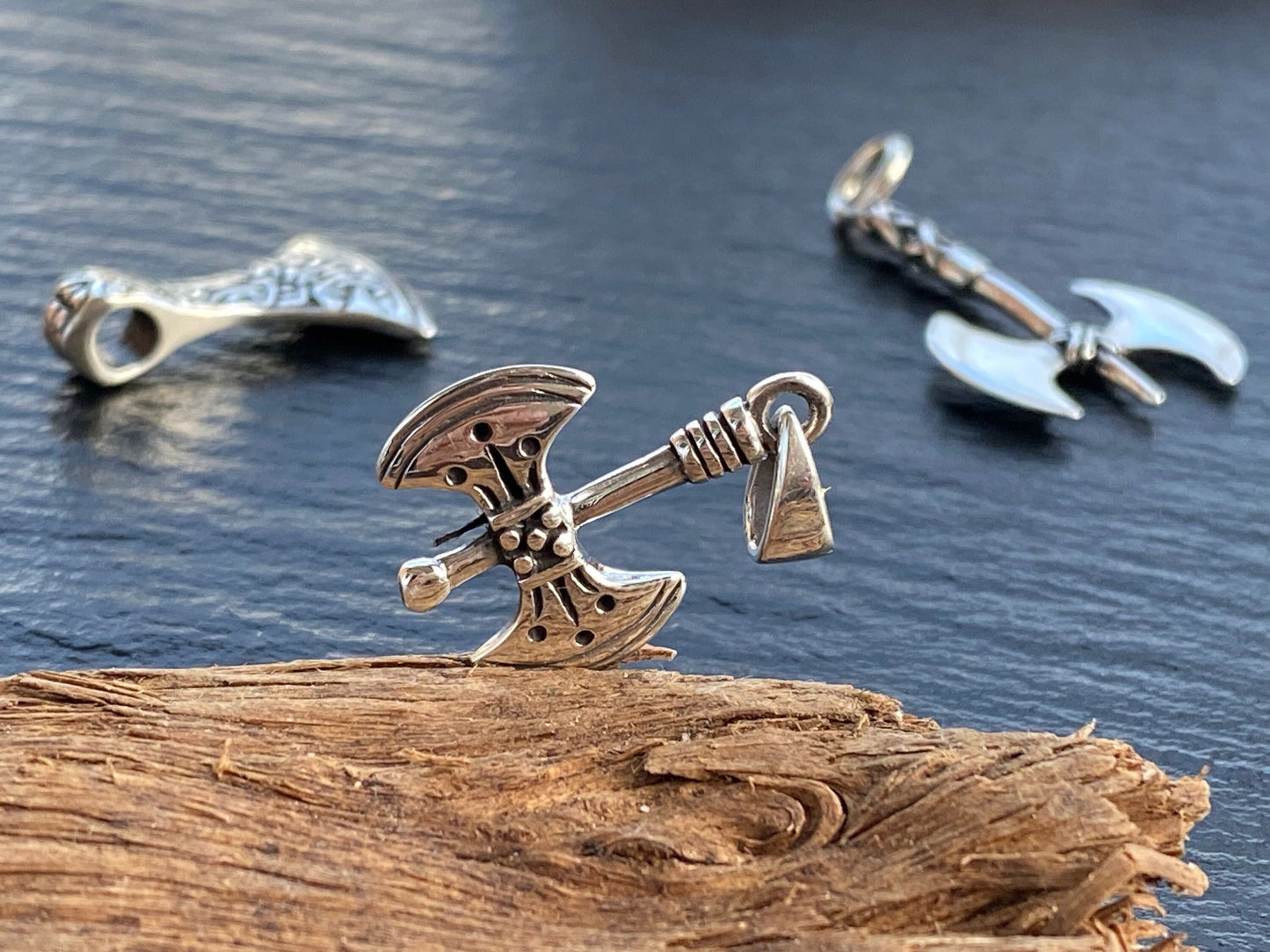 Small double-sided axe pendant Sterling Silver 925 - TSE084