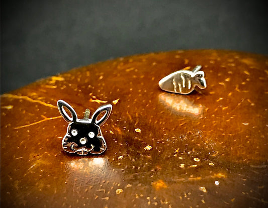 Rabbit and Carrot earrings Sterling Silver 925 - TSE001