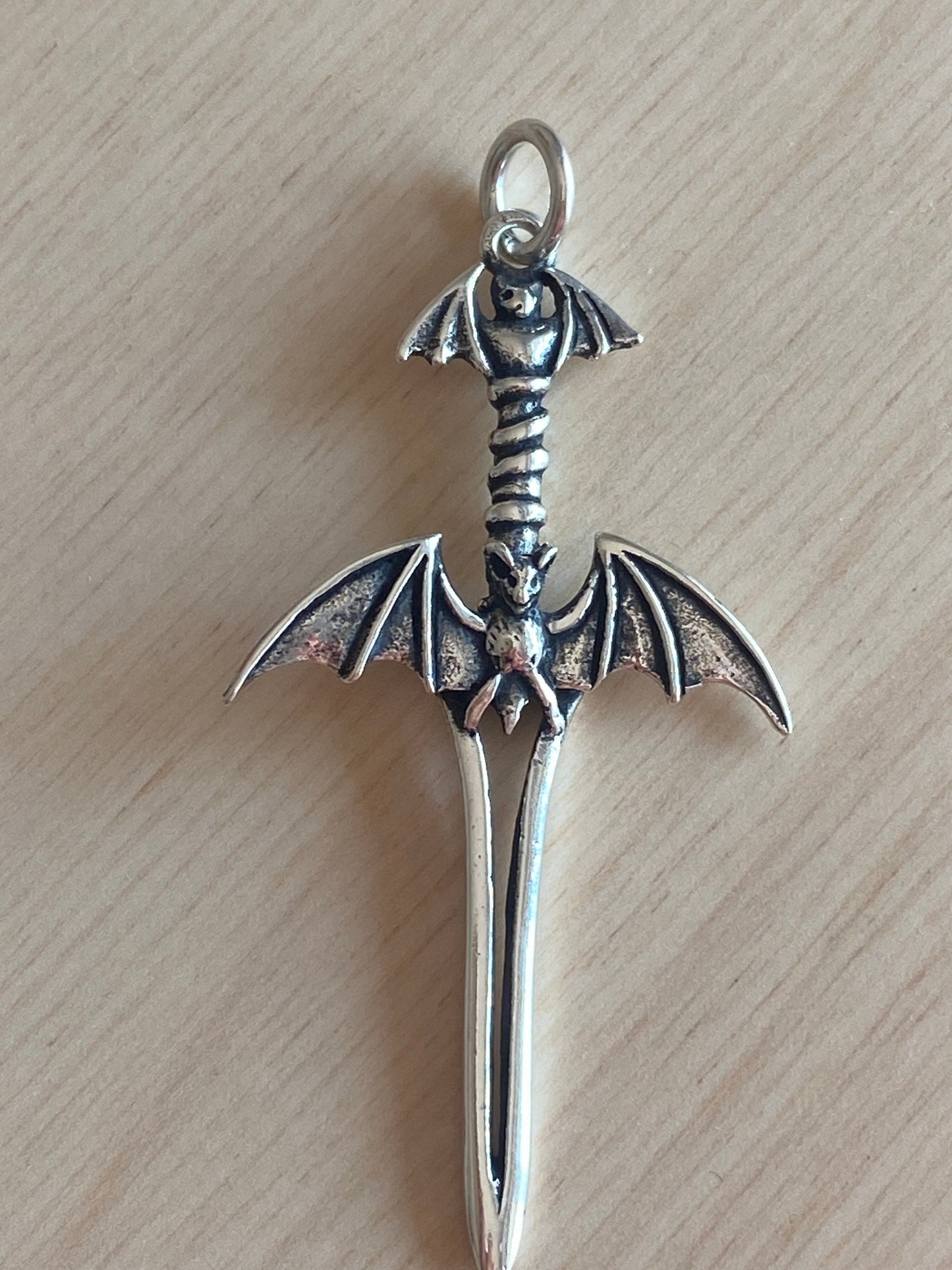 Bat sword pendant Sterling Silver 925 - TSE078