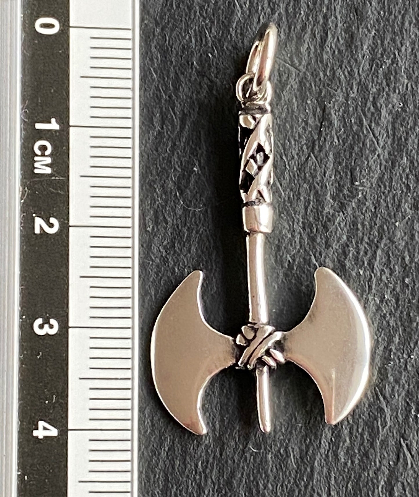 Large double-sided axe pendant Sterling Silver 925 - TSE085