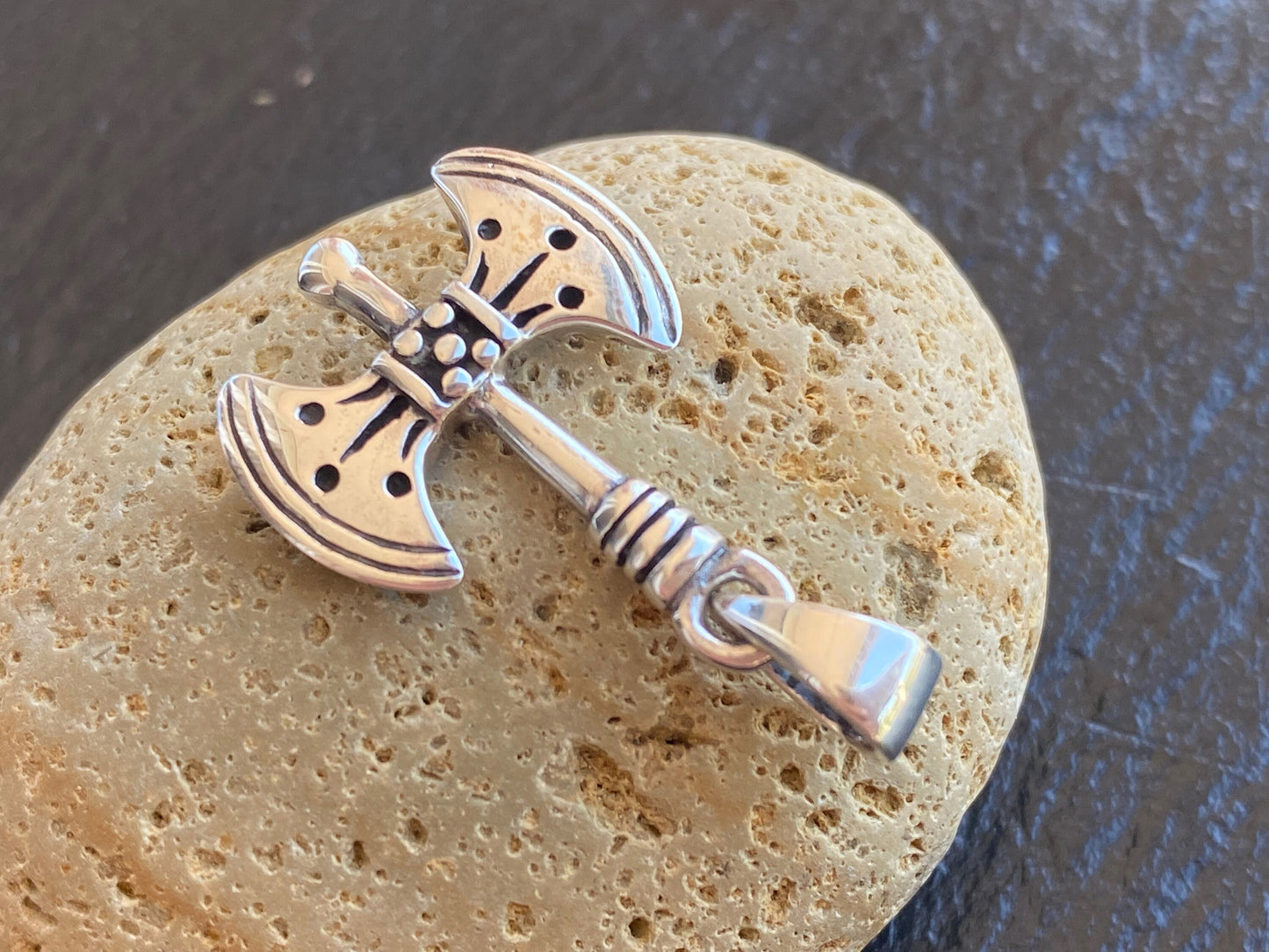 Small double-sided axe pendant Sterling Silver 925 - TSE084