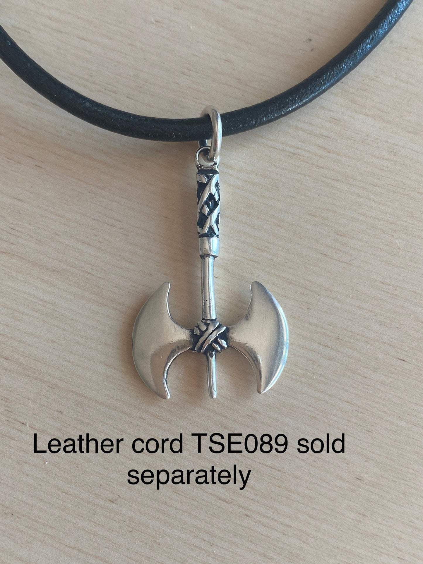Large double-sided axe pendant Sterling Silver 925 - TSE085