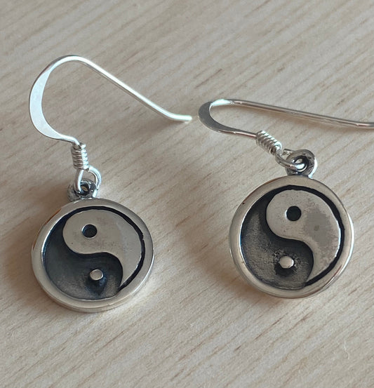 Yin and Yang hanging earrings Sterling Silver 925 - TSE099