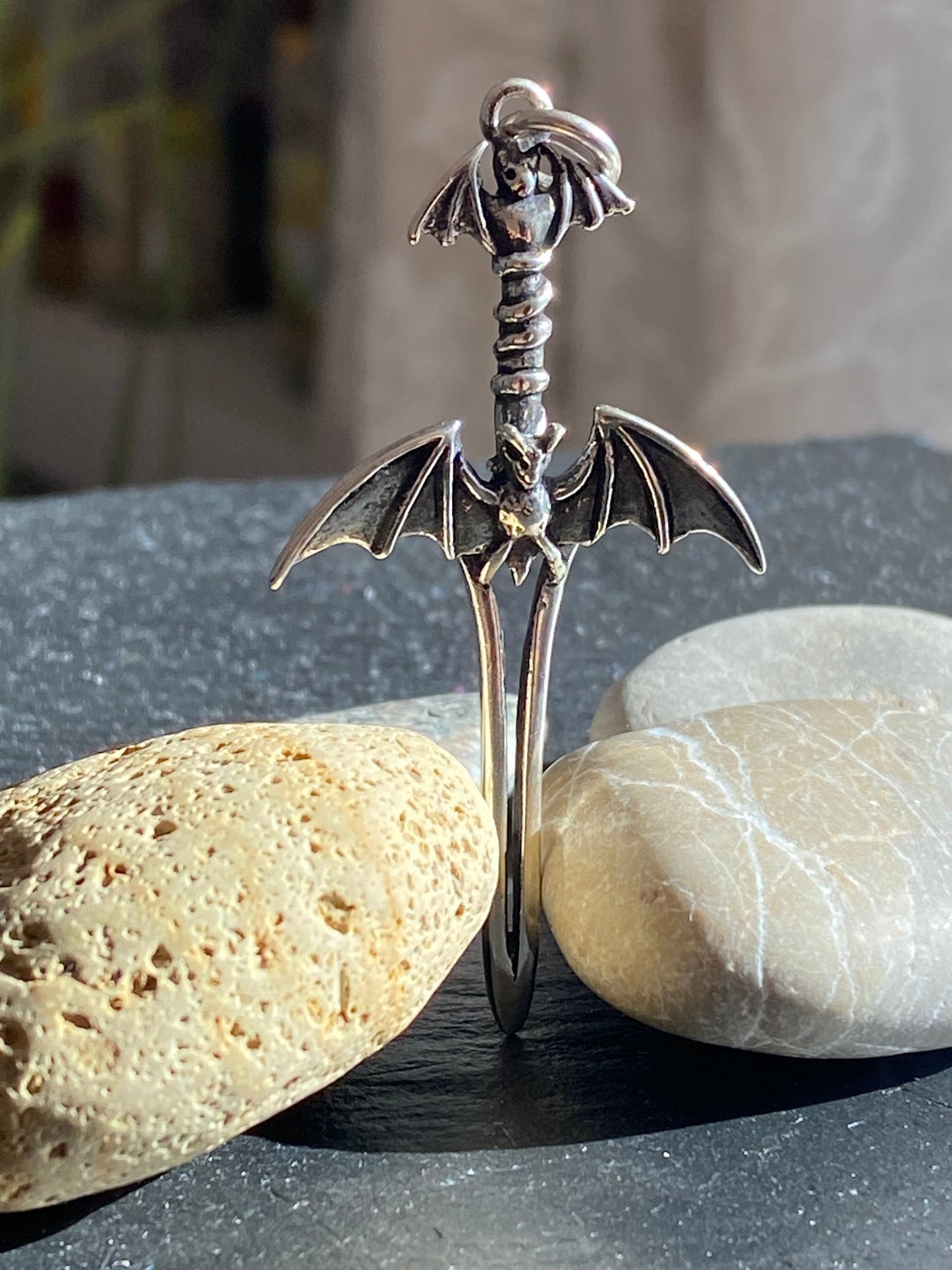 Bat sword pendant Sterling Silver 925 - TSE078