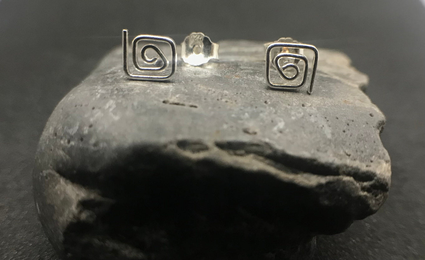 Square spiral Sterling Silver 925 earrings - TSE008