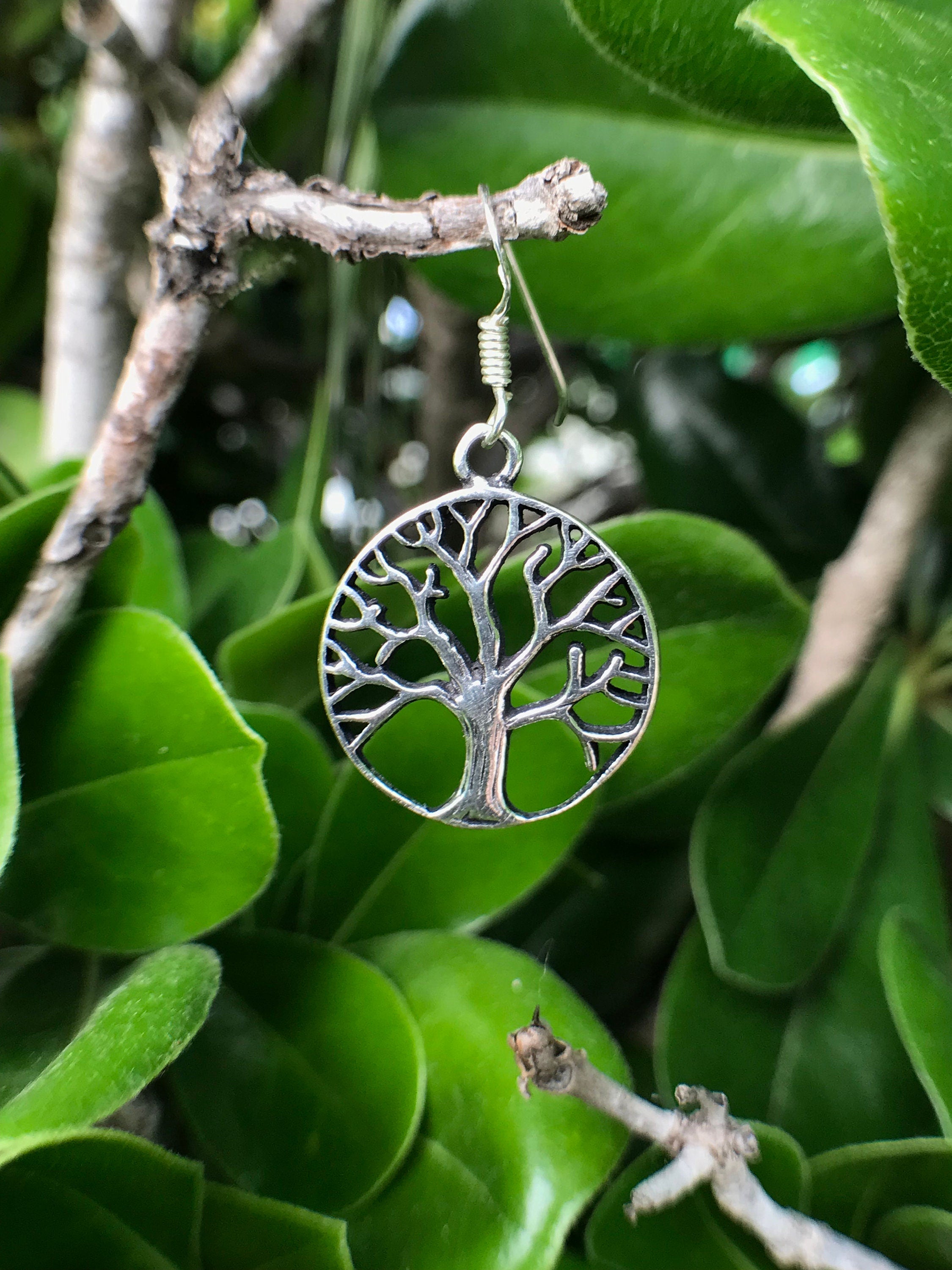 Silver deals tree earrings