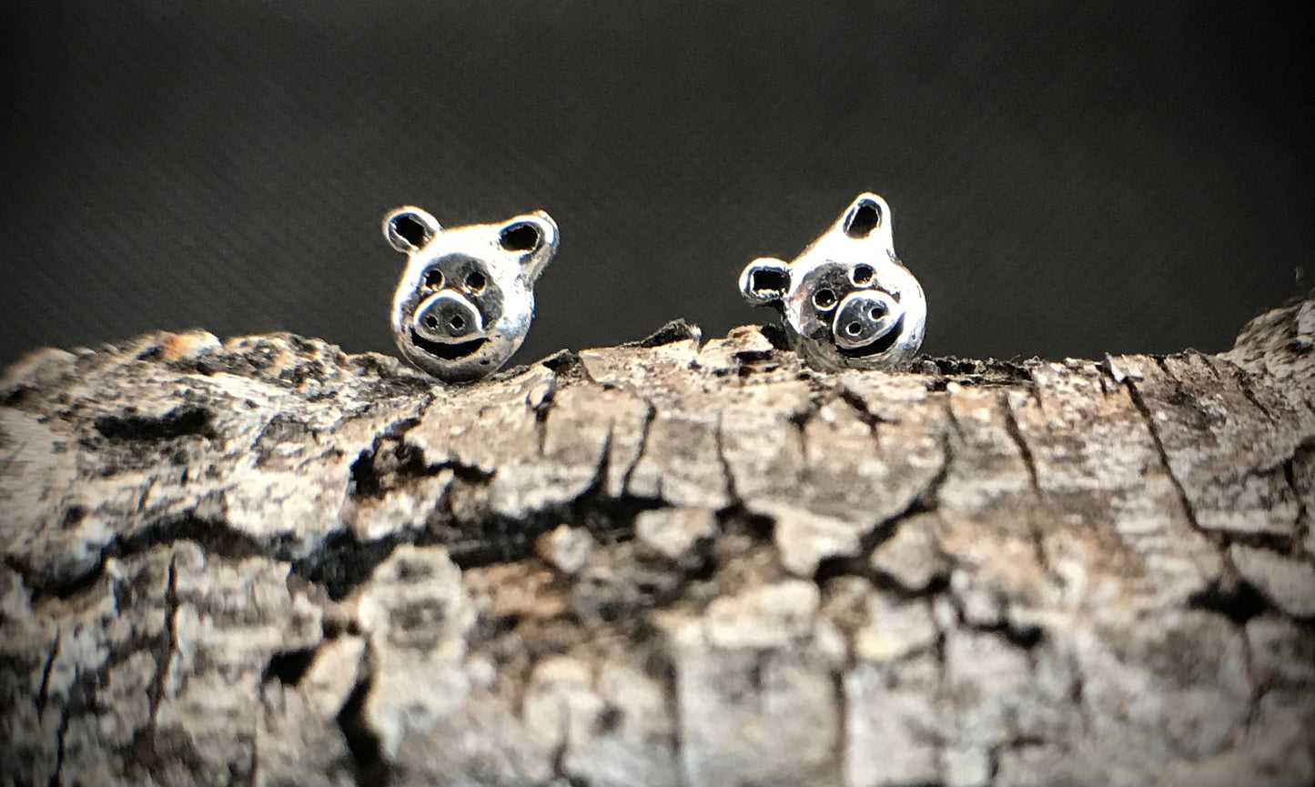 Smiley pig earrings Sterling Silver 925 - TSE023