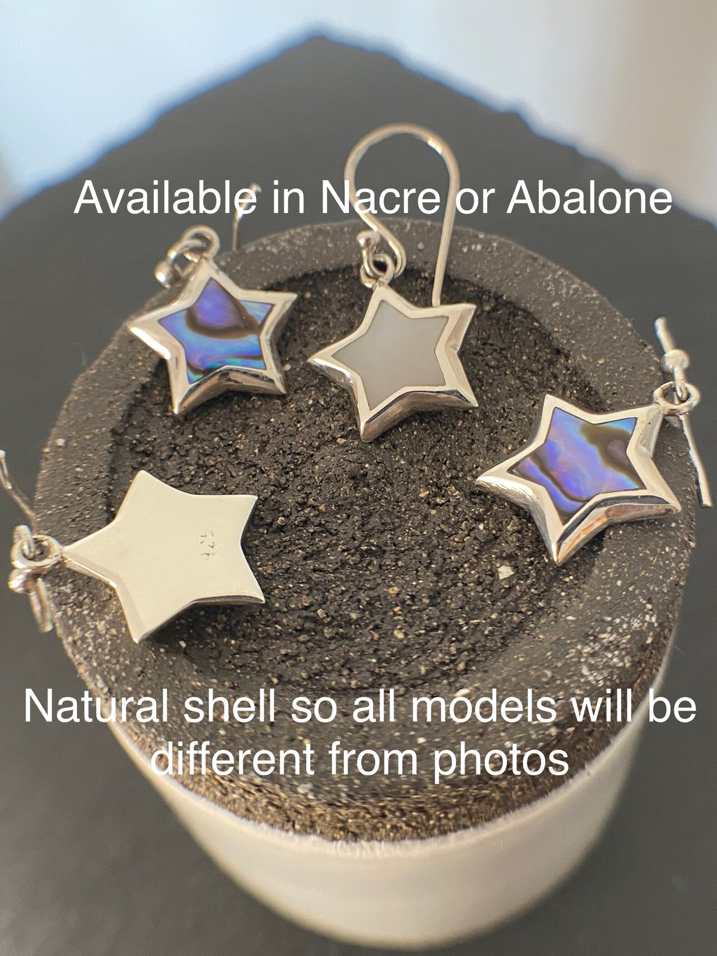 Abalone star wire earrings Sterling Silver 925 - TSE064