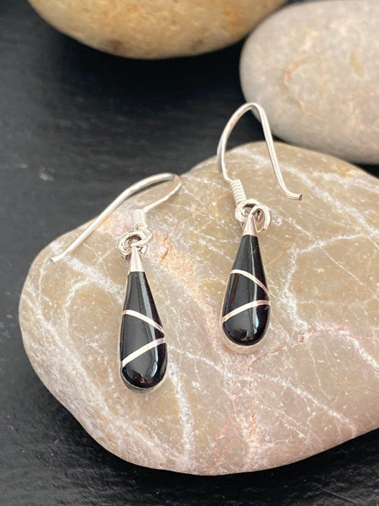 Onyx teardrop earrings Sterling Silver 925 - TSE067